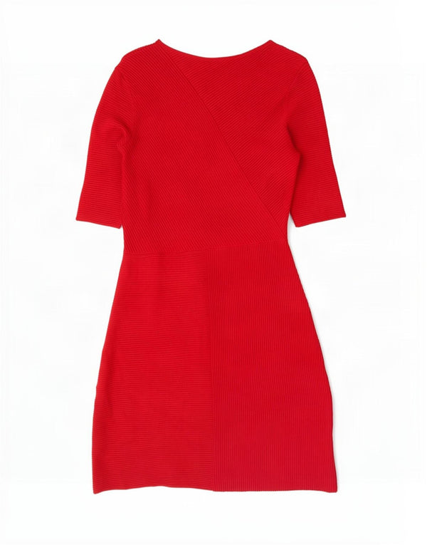 Abito maglione da donna con maniche a 3/4 Hobbs UK 10 piccolo rosso in viscosa