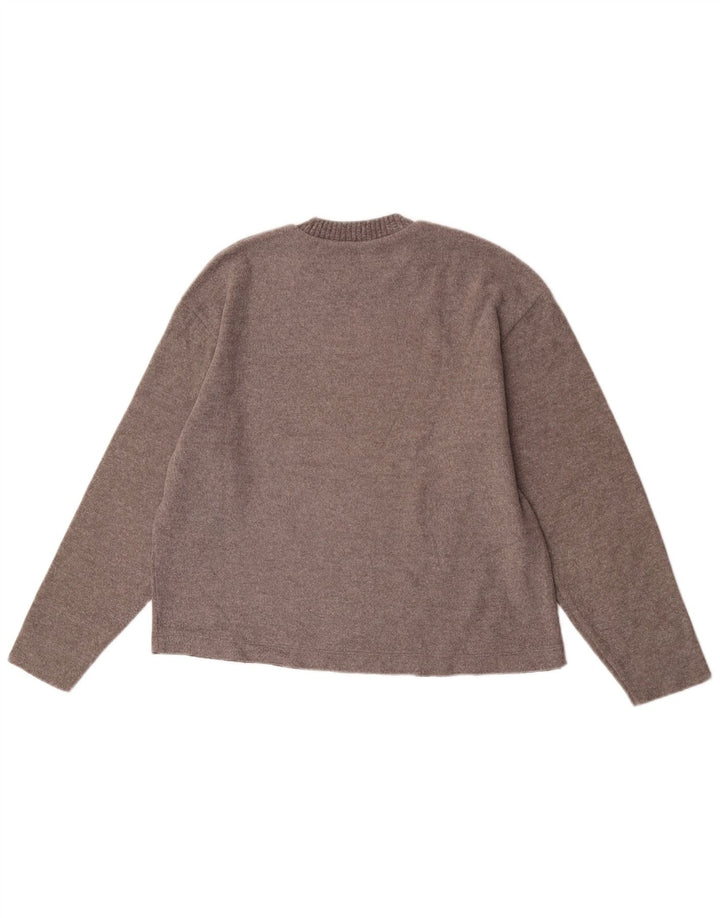 Maglione maglione girocollo oversize da donna Zara UK 10 piccolo poliestere marrone