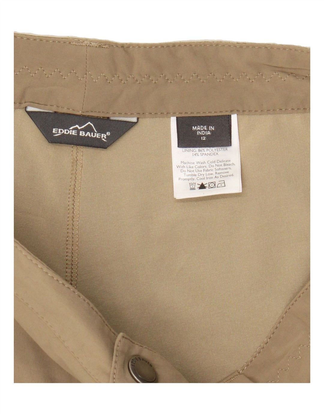 EDDIE BAUER Womens A-Line Skirt US 12 Large W36  Khaki Nylon Vintage Eddie Bauer and Second-Hand Eddie Bauer from Messina Hembry 