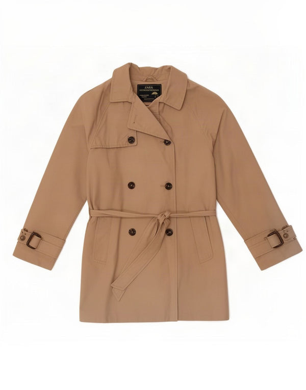 Zara Girls Double Breasted Trench Coat 11-12 Years Beige Cotton