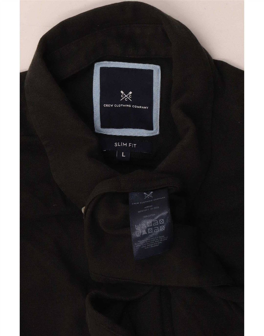 Crew Clothing Camicia slim fit da uomo grande in cotone nero