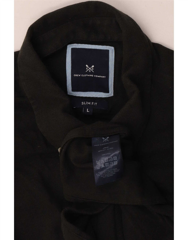 Crew Clothing Camicia slim fit da uomo grande in cotone nero
