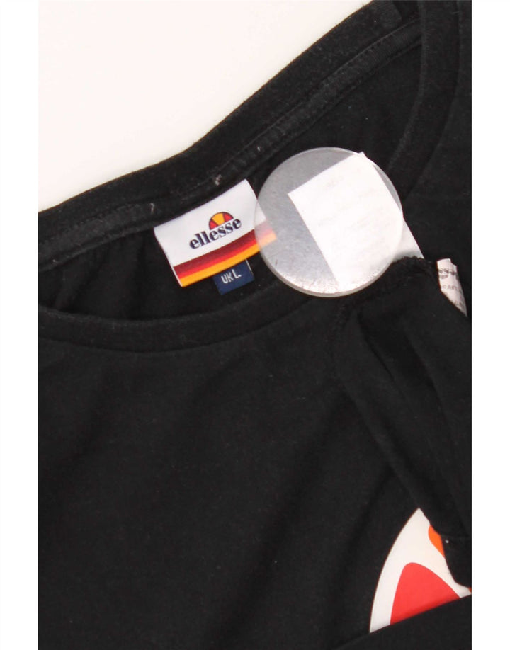 Ellesse Top grafico da uomo a maniche lunghe in cotone nero grande