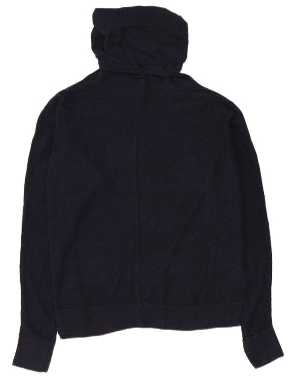 LOUNGE Maglione maglione oversize da donna con collo alto UK 10 piccolo blu navy