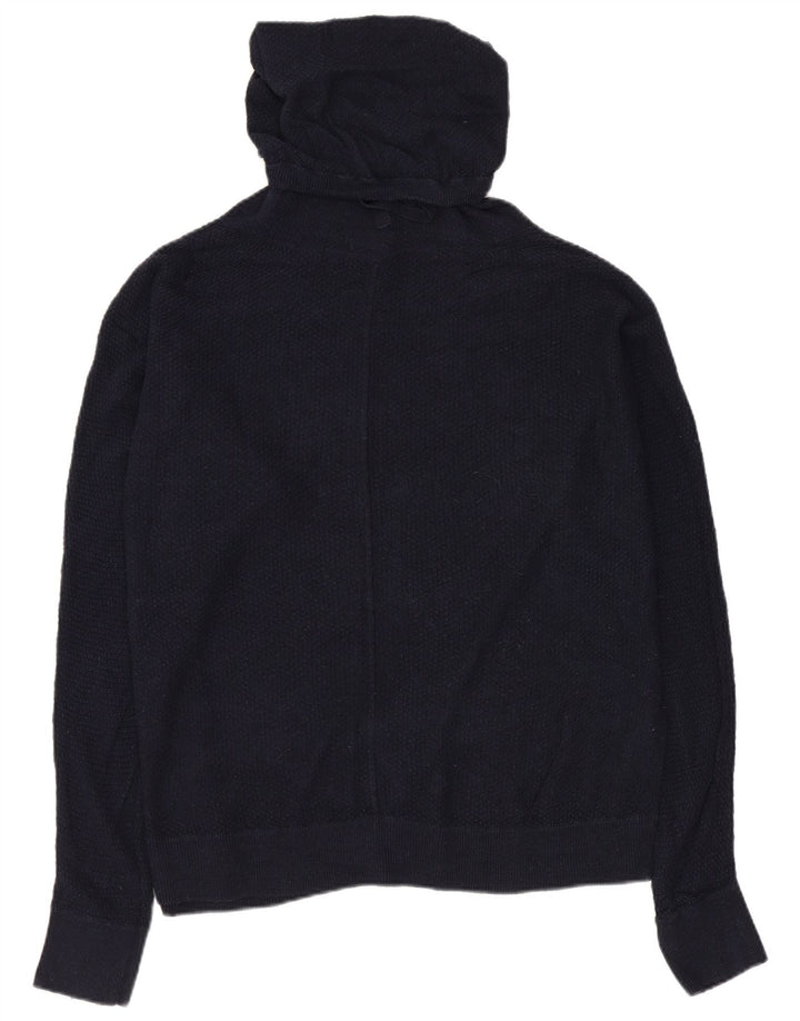 LOUNGE Maglione maglione oversize da donna con collo alto UK 10 piccolo blu navy