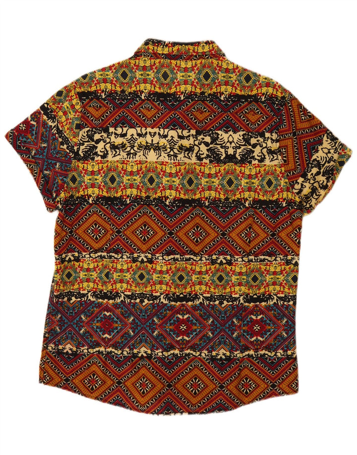 VINTAGE Boys Short Sleeve Shirt 15-16 Years XL Multicoloured Patchwork