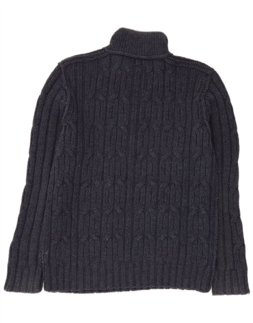 Maglione da uomo con collo con zip Fat Face, lana d'agnello medio blu navy