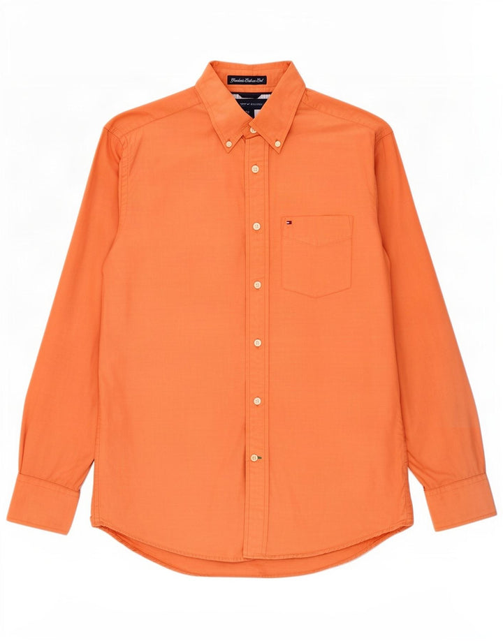 Camicia da uomo Tommy Hilfiger piccola in cotone arancione