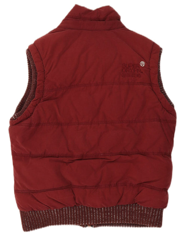 Gilet imbottito in sherpa da donna Superdry UK 16 grande in cotone bordeaux