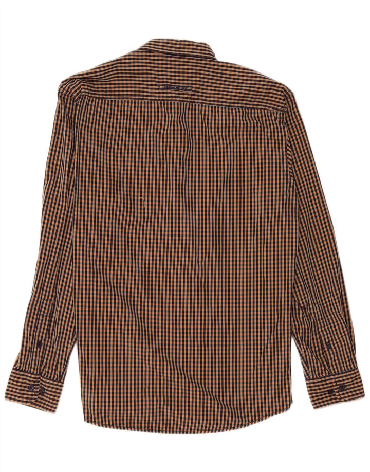 Camicia da uomo Regular Fit Camel Active in cotone a quadretti marrone medio
