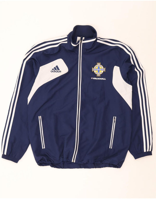 Giacca da ginnastica da uomo Adidas Large in poliestere color block blu navy