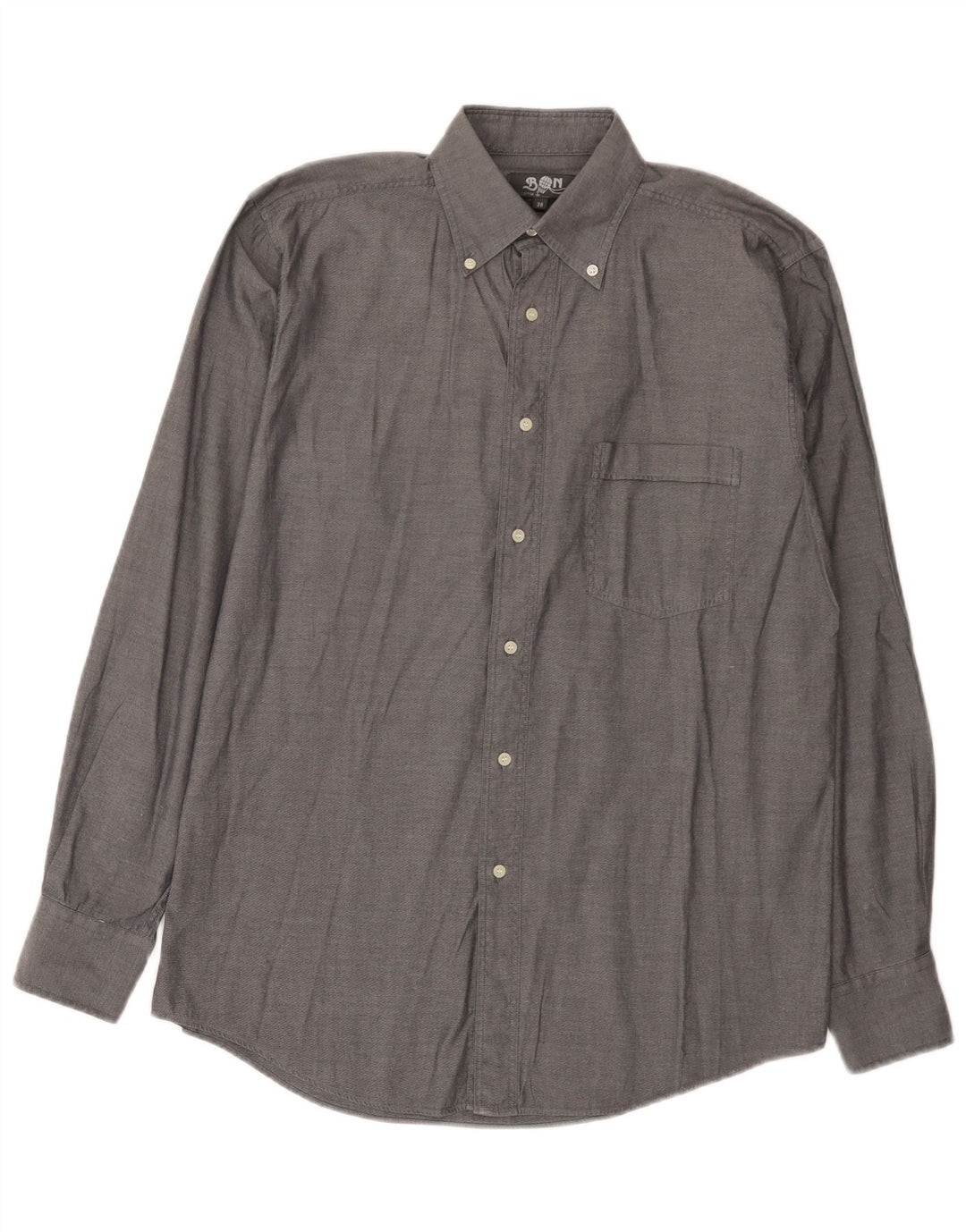 Camicia da uomo vintage taglia 38 in cotone grigio medio
