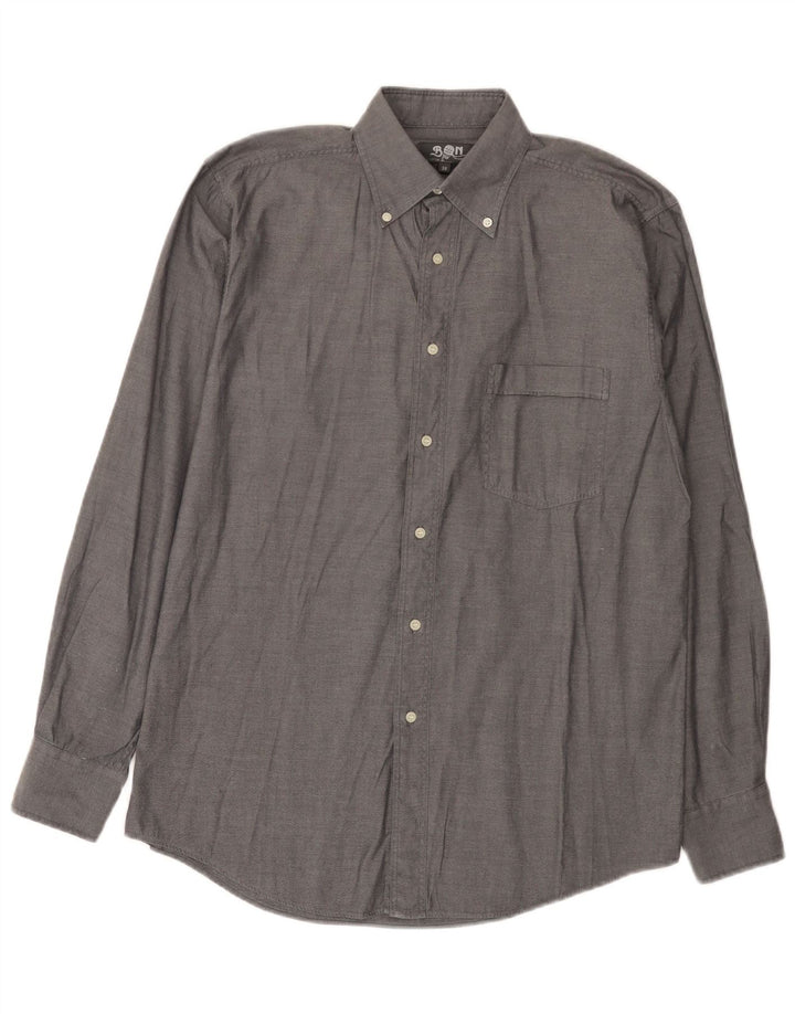 Camicia da uomo vintage taglia 38 in cotone grigio medio