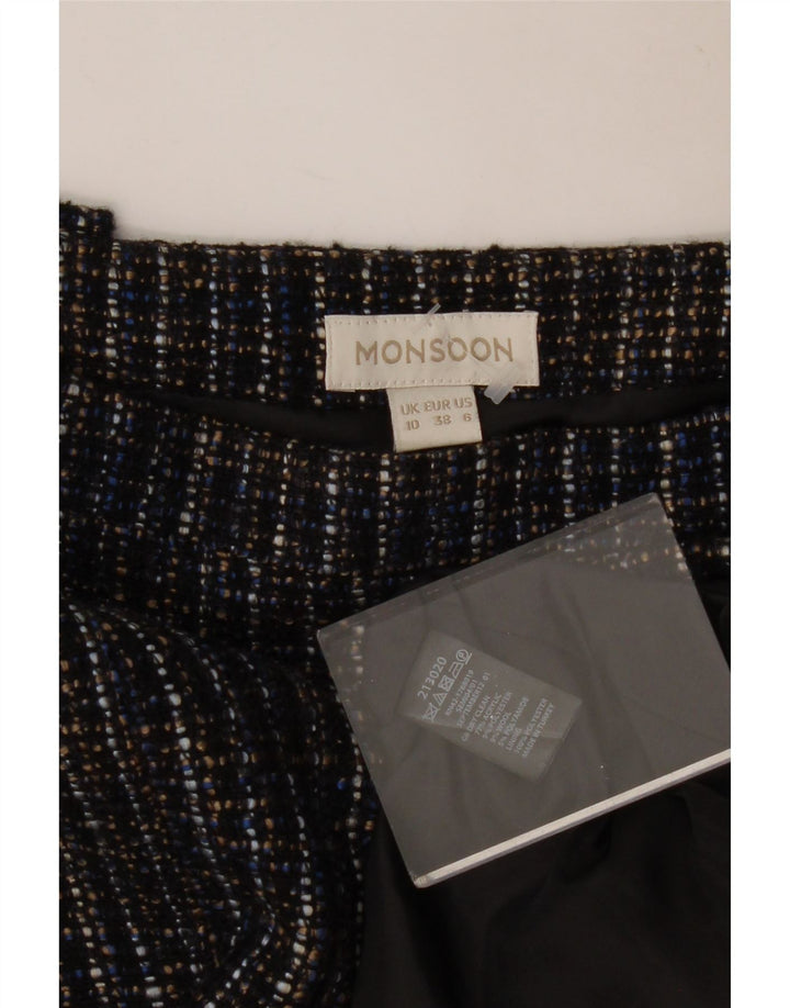 MONSOON Minigonna da donna UK 10 Small W30 Poliestere screziato blu navy