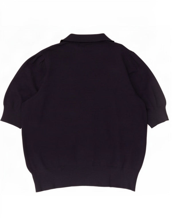 Polo da donna a mezza manica Marks & Spencer UK 14 viscosa blu navy media