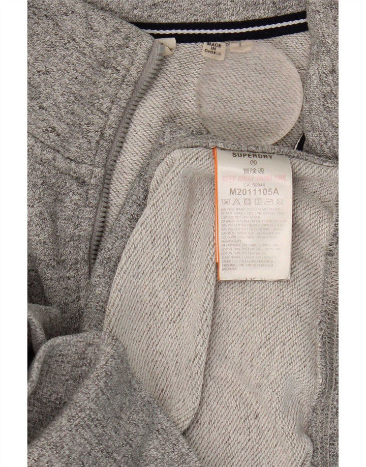 Felpa da uomo con collo con zip Superdry, maglione grande, cotone grigio