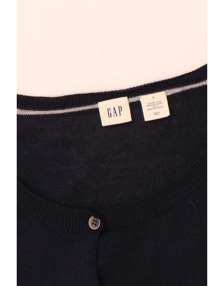 Maglione cardigan da donna Gap UK 16 grande lana blu navy