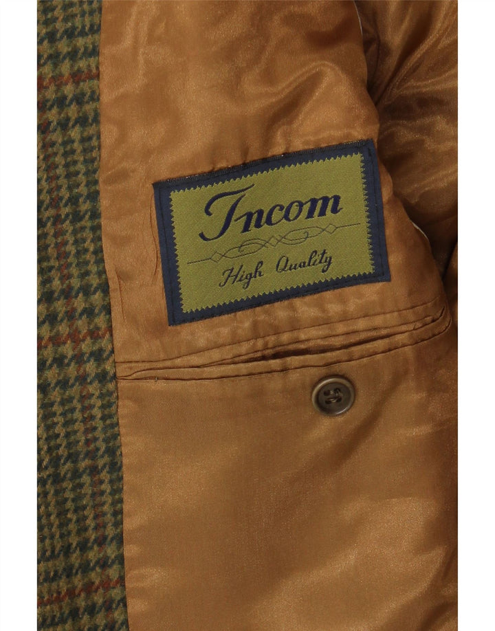 Giacca blazer da uomo a 2 bottoni Incom UK 38 media pied de poule kaki