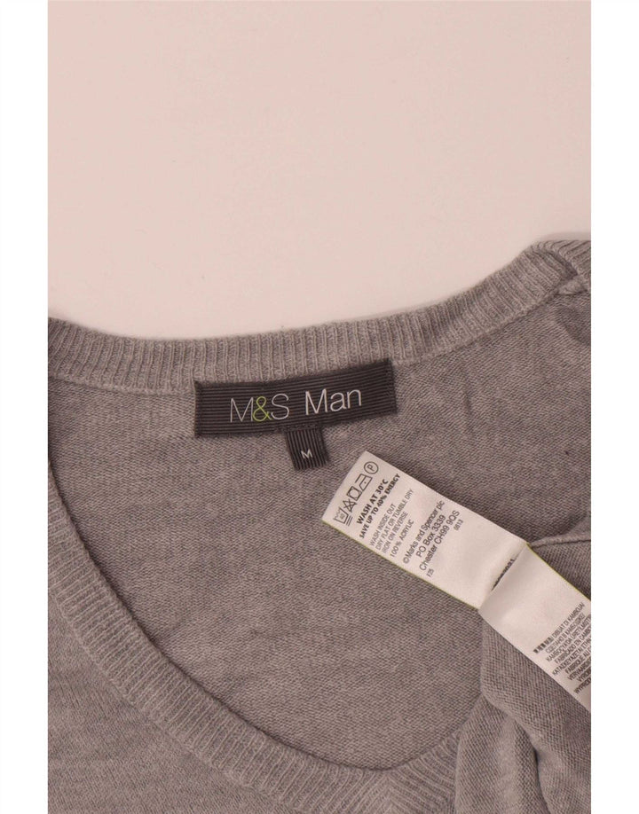 Maglione da uomo con scollo a V Marks & Spencer in acrilico grigio medio