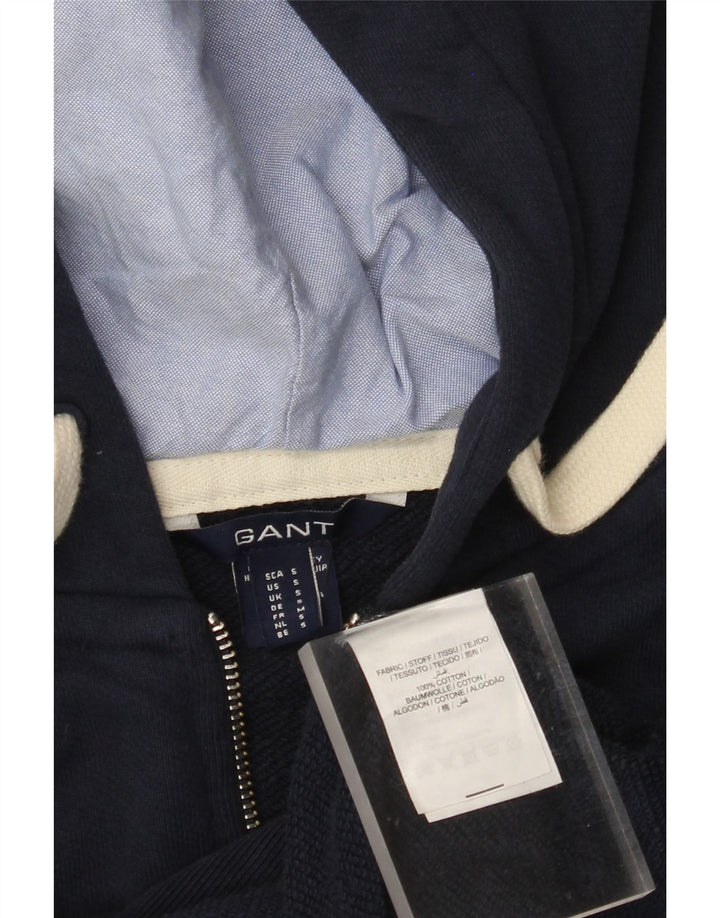 GANT Maglione con cappuccio e zip grafica da uomo piccolo in cotone blu navy