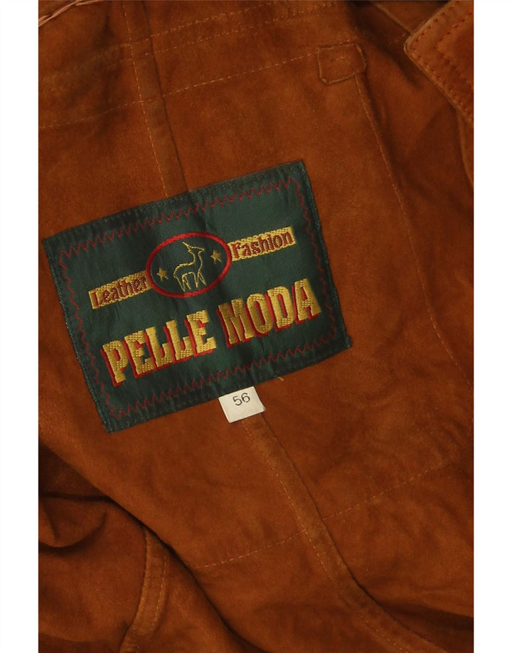 Giacca Pelle Moda Uomo in Pelle Scamosciata IT 56 3XL Pelle Marrone