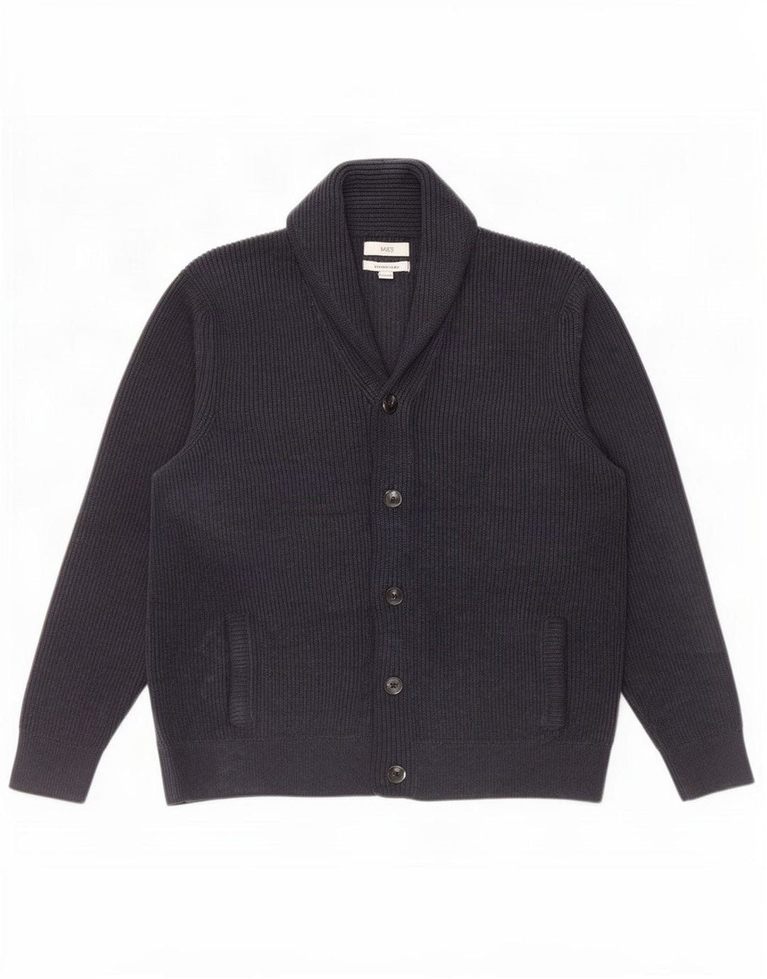 Maglione cardigan da donna Marks & Spencer UK 18 XL poliestere blu navy