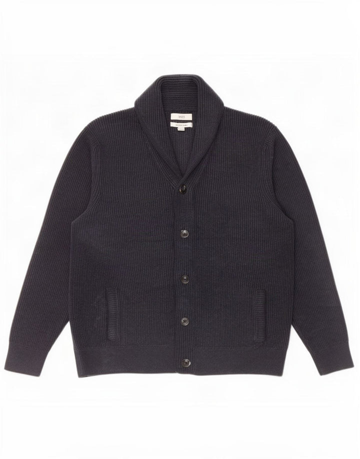 Maglione cardigan da donna Marks & Spencer UK 18 XL poliestere blu navy