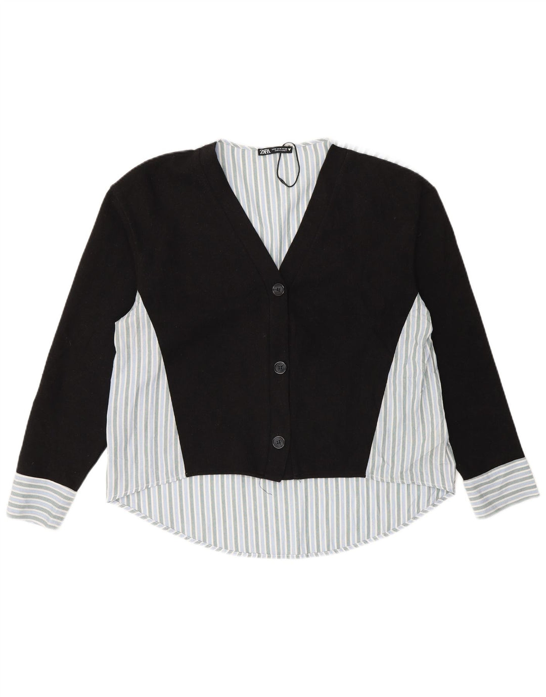 Camicia Zara da donna camicetta UK 14 cotone a righe nere medie