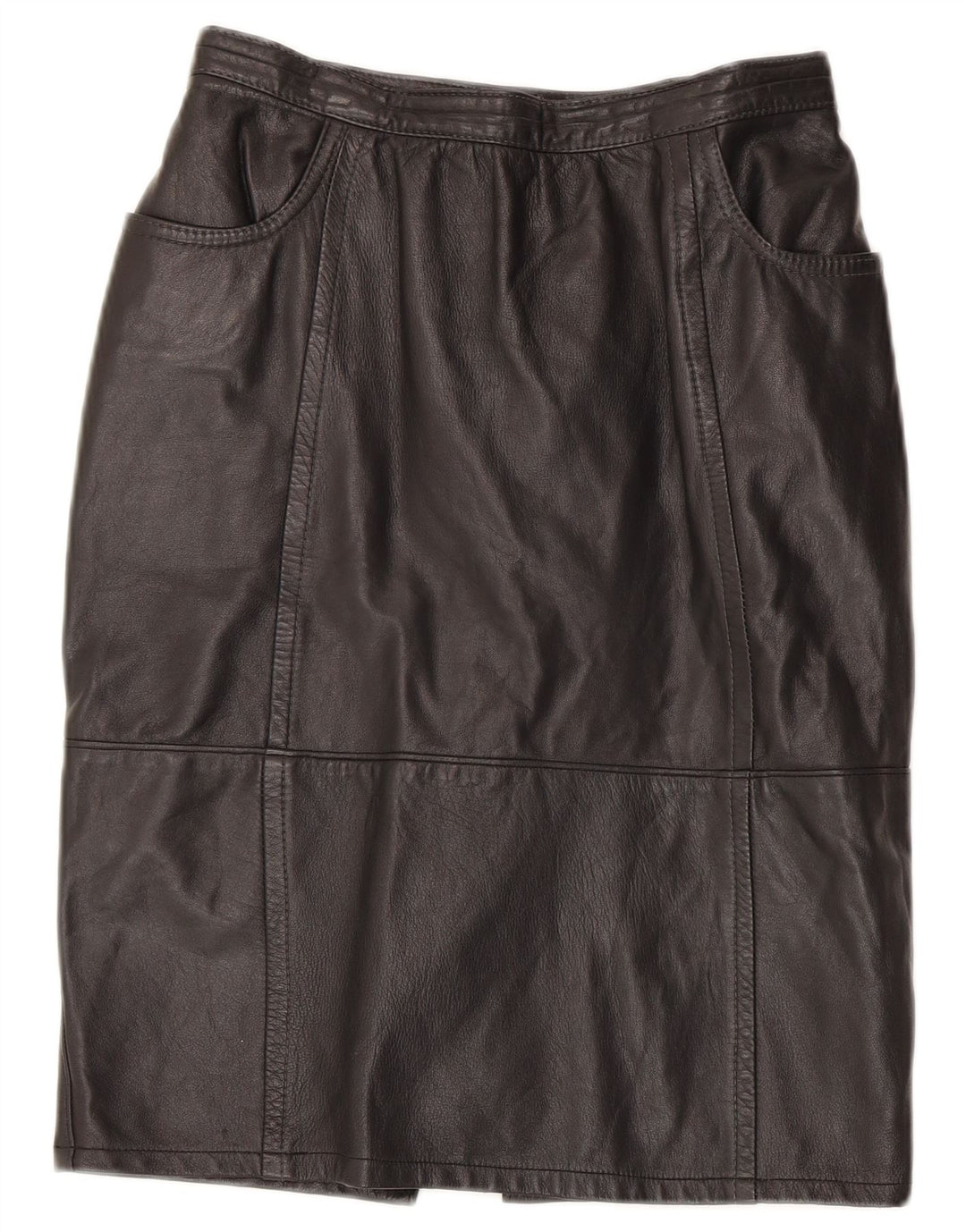 Gonna in pelle vintage da donna W26 piccola in pelle nera