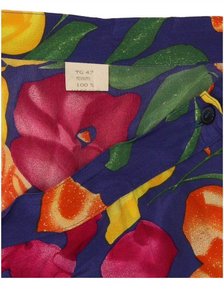 Gonna a pieghe vintage da donna W34 grande viscosa floreale multicolore