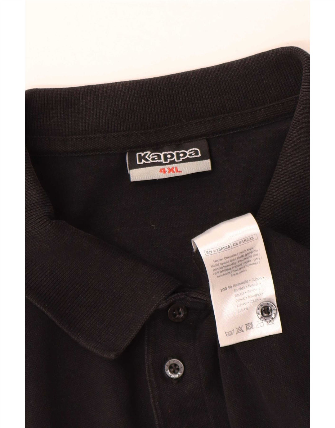 Polo Kappa Uomo 4XL Cotone Nero