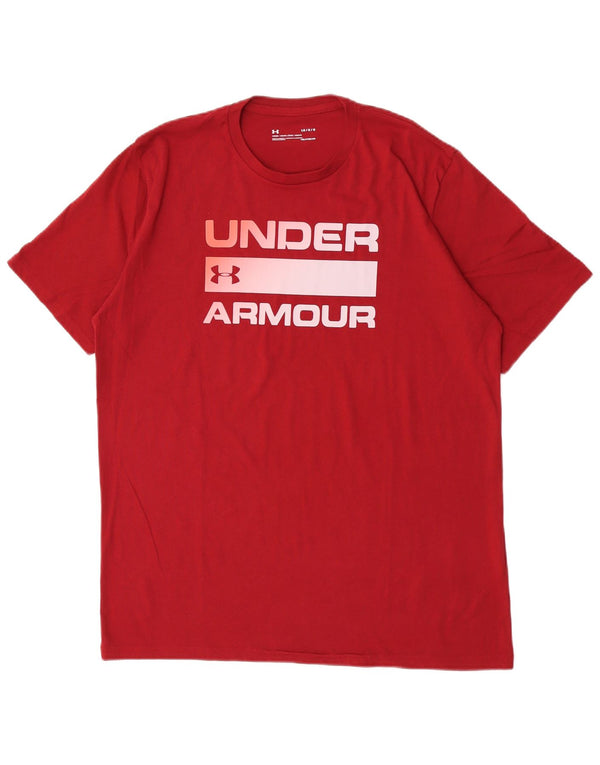 T-shirt grafica da uomo Under Armour Heat Gear Top grande in cotone bordeaux