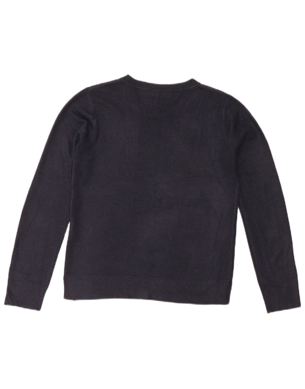 Maglione maglione girocollo da donna Marks & Spencer UK 10 piccolo blu navy