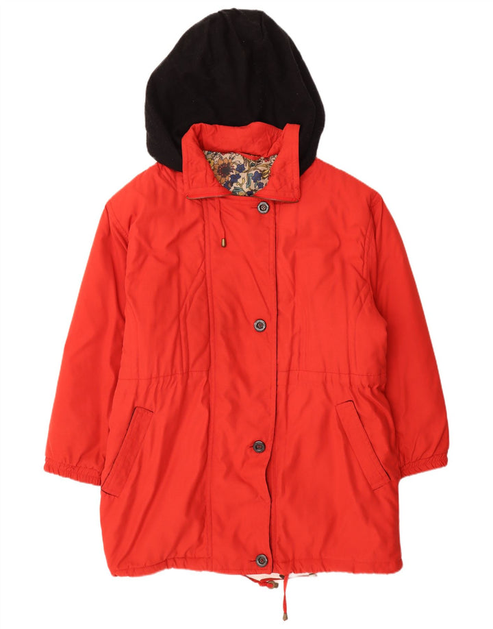 Cappotto imbottito oversize con cappuccio da donna vintage EU 44 XL color block rosso