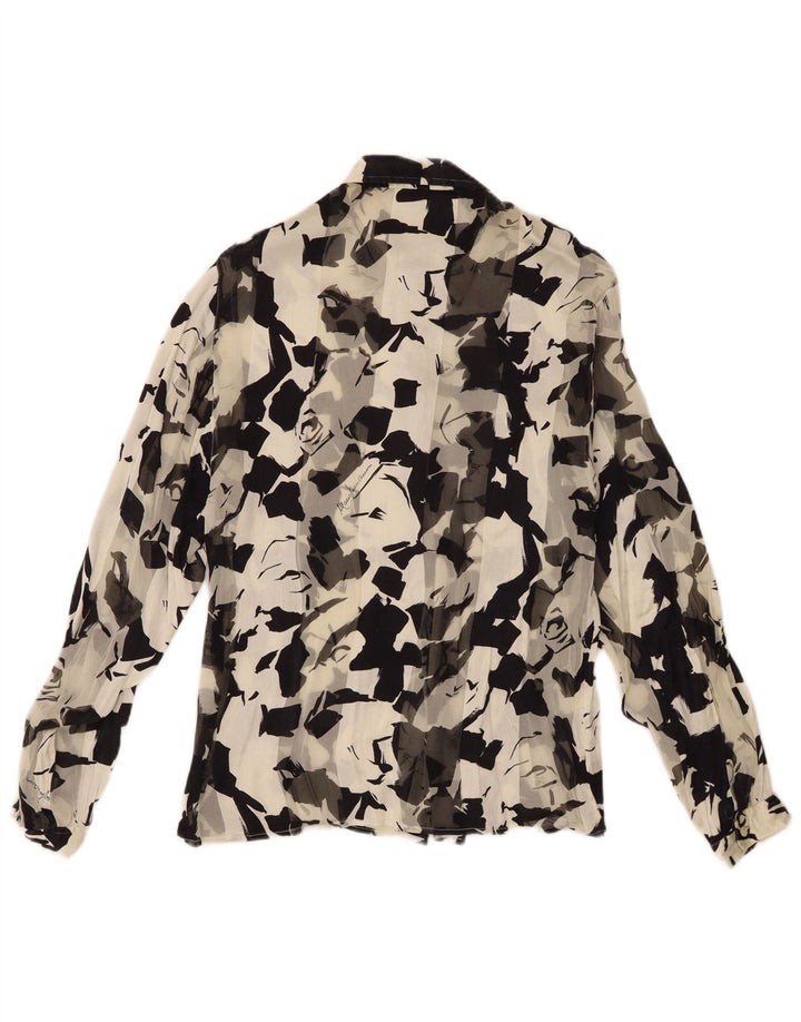 Camicetta da donna vintage con motivo astratto trasparente trasparente IT 44 medio nero