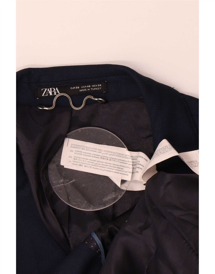 Giacca blazer da uomo a 2 bottoni Zara EU 56 XL poliestere blu navy