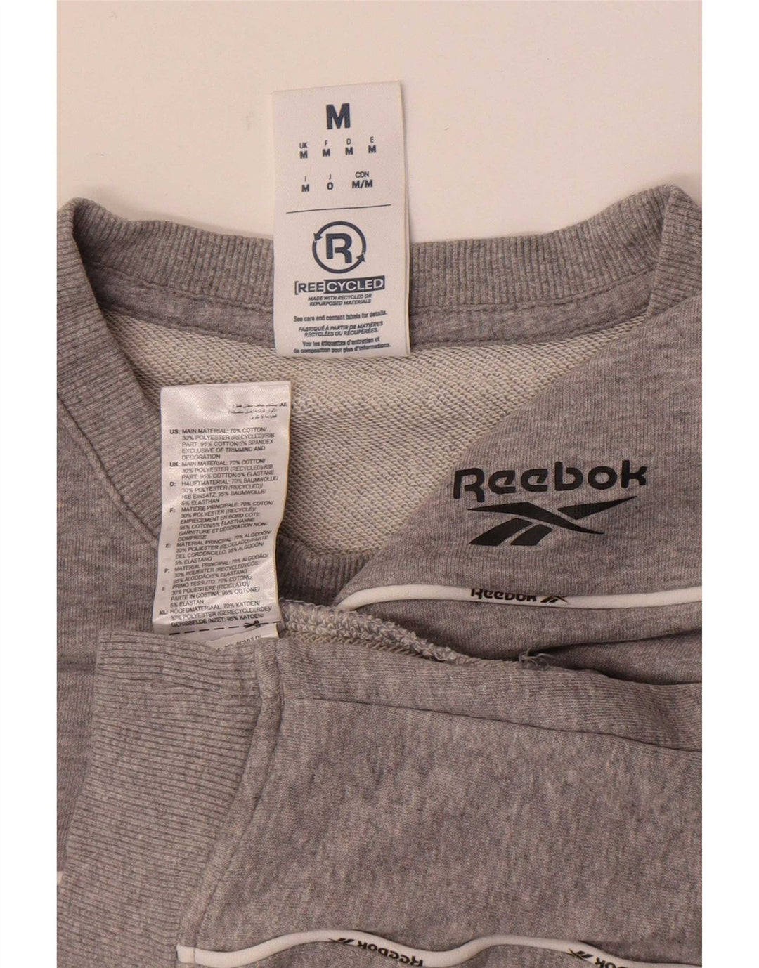 Felpa Reebok da uomo in cotone grigio medio