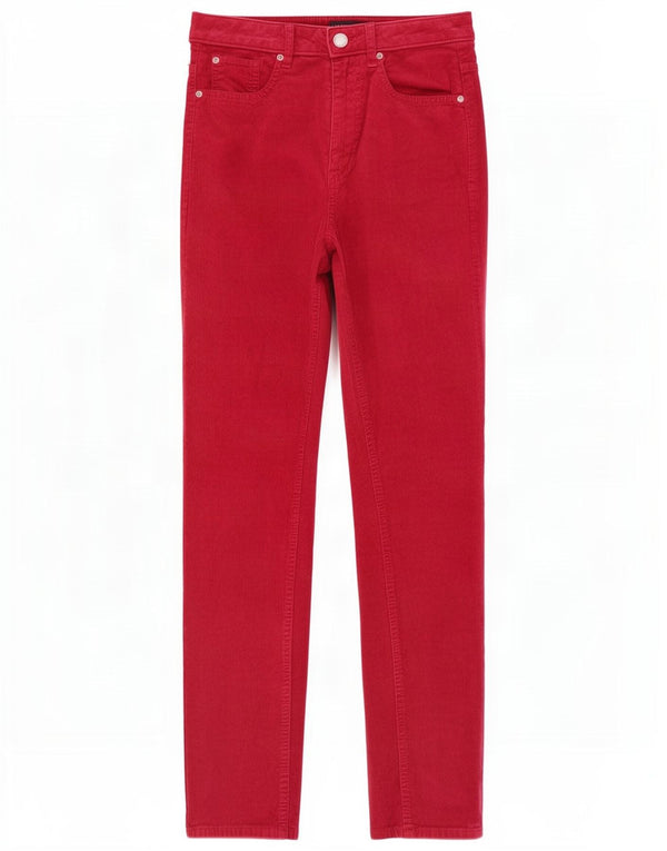 Pantaloni dritti in velluto a coste da donna Marks & Spencer UK 8 piccoli W26 L29 rossi