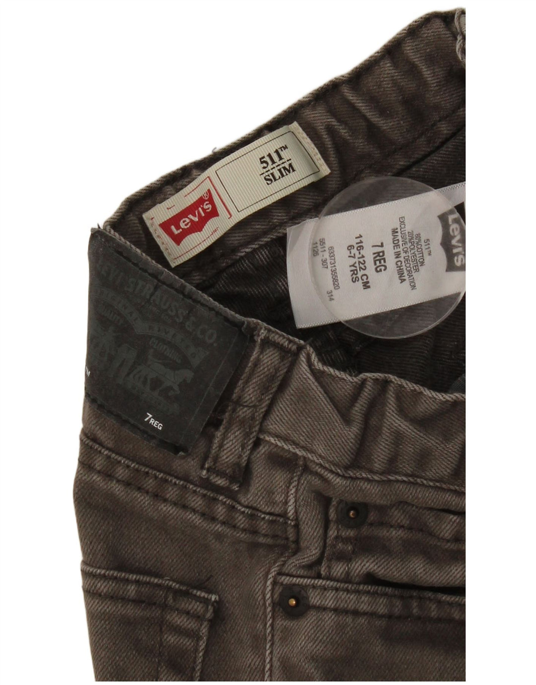 Levi's Ragazzi 511 Jeans Slim 6-7 anni W20 L20 Cotone Verde