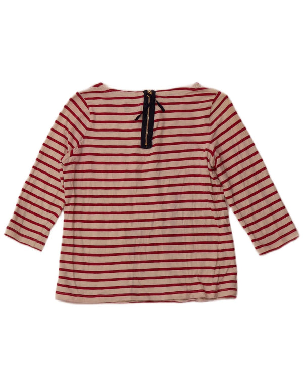 JOULES Top corto da donna manica 3/4 UK 12 cotone a righe rosa medio