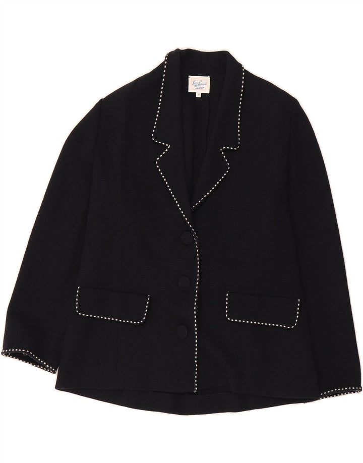 LUISA SPAGNOLI Womens 3 Button Blazer Jacket UK 12 Medium Navy Blue Wool Vintage Luisa Spagnoli and Second-Hand Luisa Spagnoli from Messina Hembry 