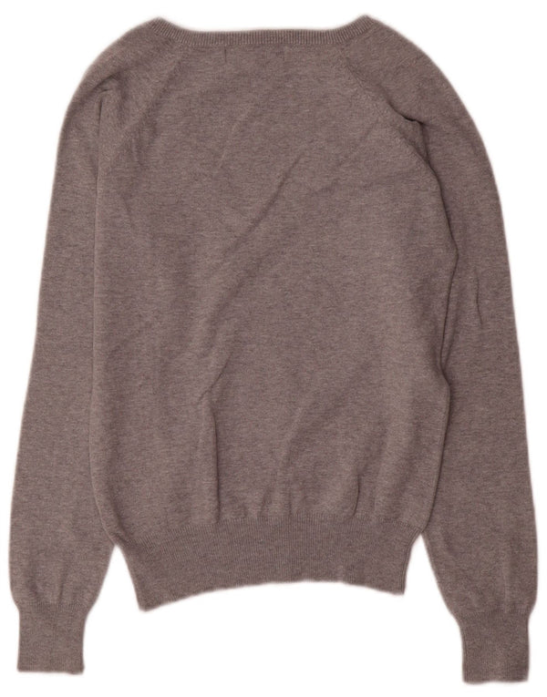Maglione Zara da donna con scollo a V UK 10 piccolo cotone grigio