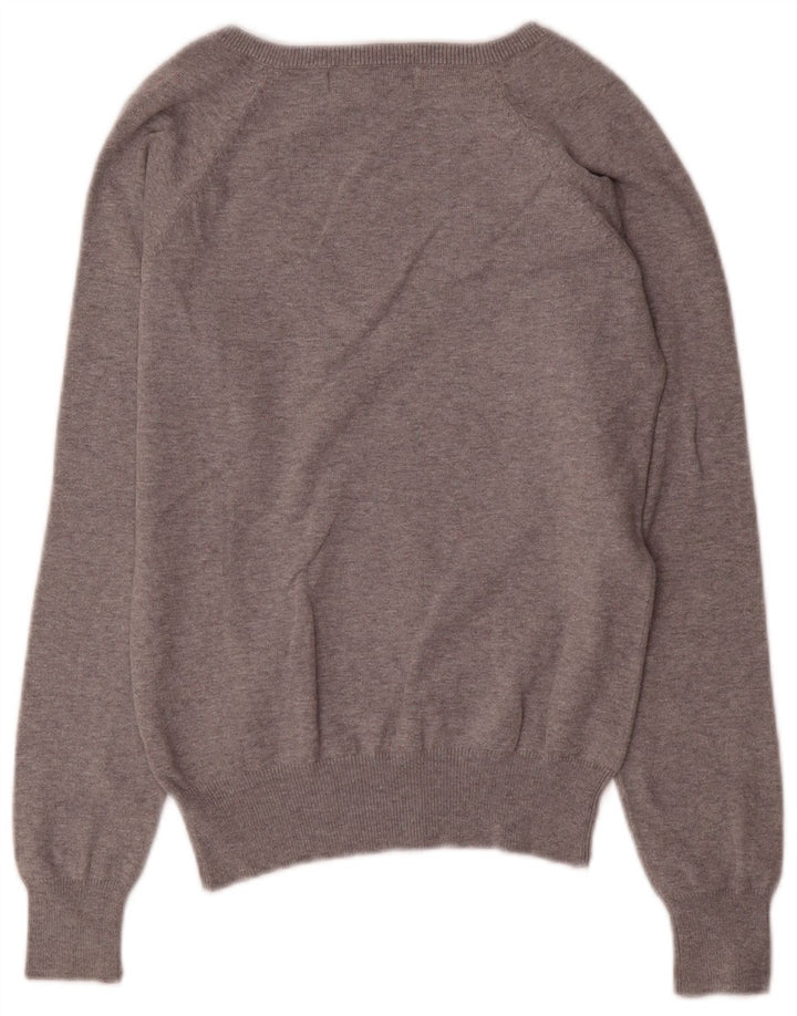 Maglione Zara da donna con scollo a V UK 10 piccolo cotone grigio