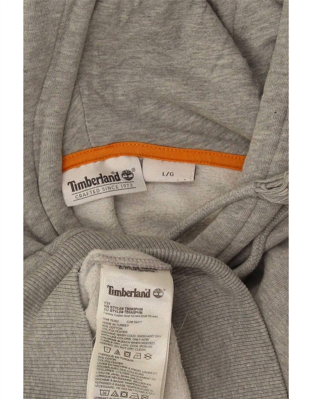 Maglione con cappuccio grafico da uomo Timberland grande in cotone grigio