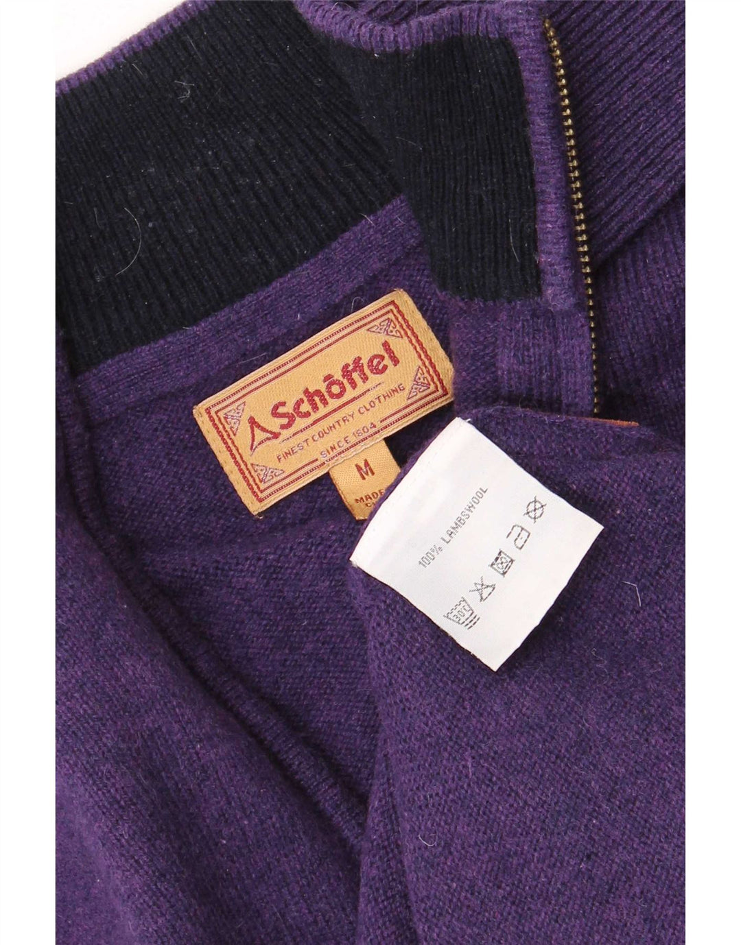 Schoffel Maglione da uomo con zip e collo in lana d'agnello viola medio