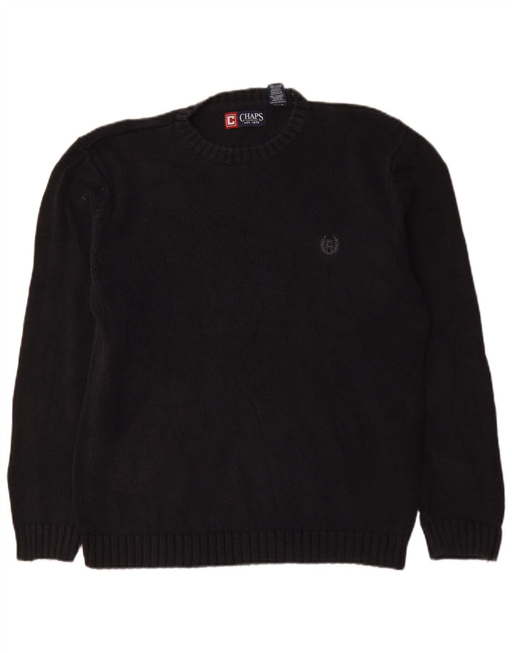 Maglione da uomo girocollo Chaps in cotone nero medio
