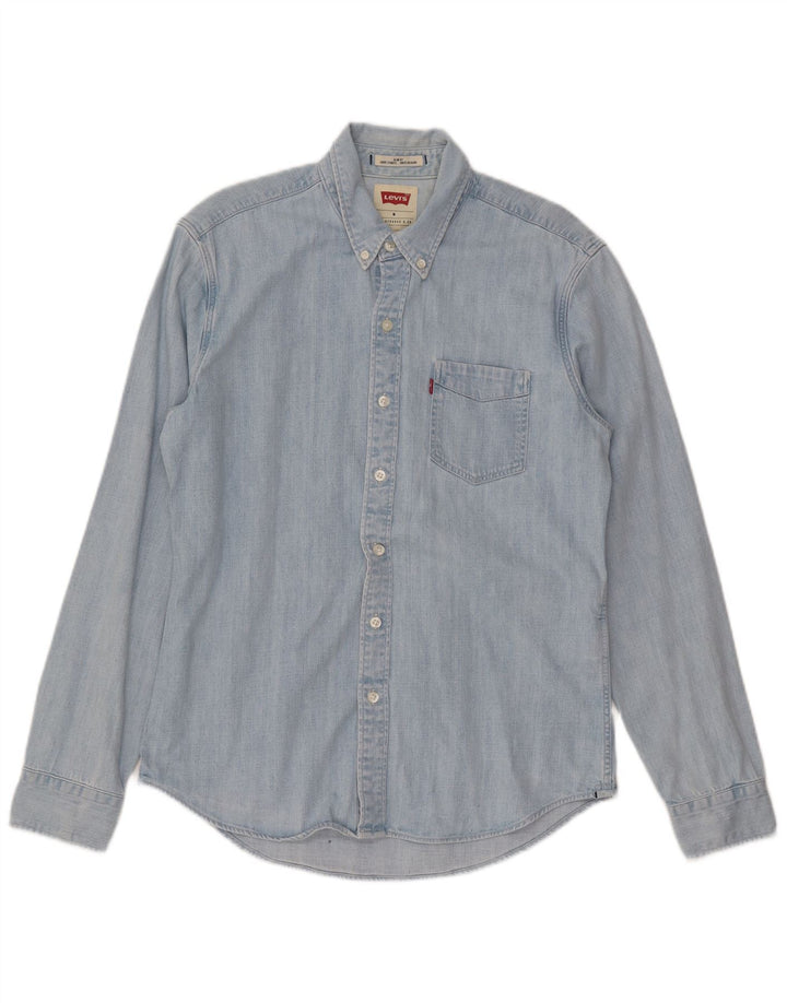 LEVI'S Camicia di jeans slim fit da uomo in cotone blu medio