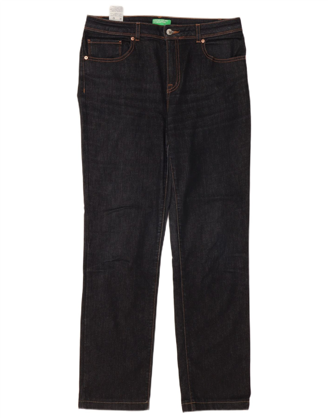 Jeans dritti da donna BENETTON W31 L30 cotone blu navy