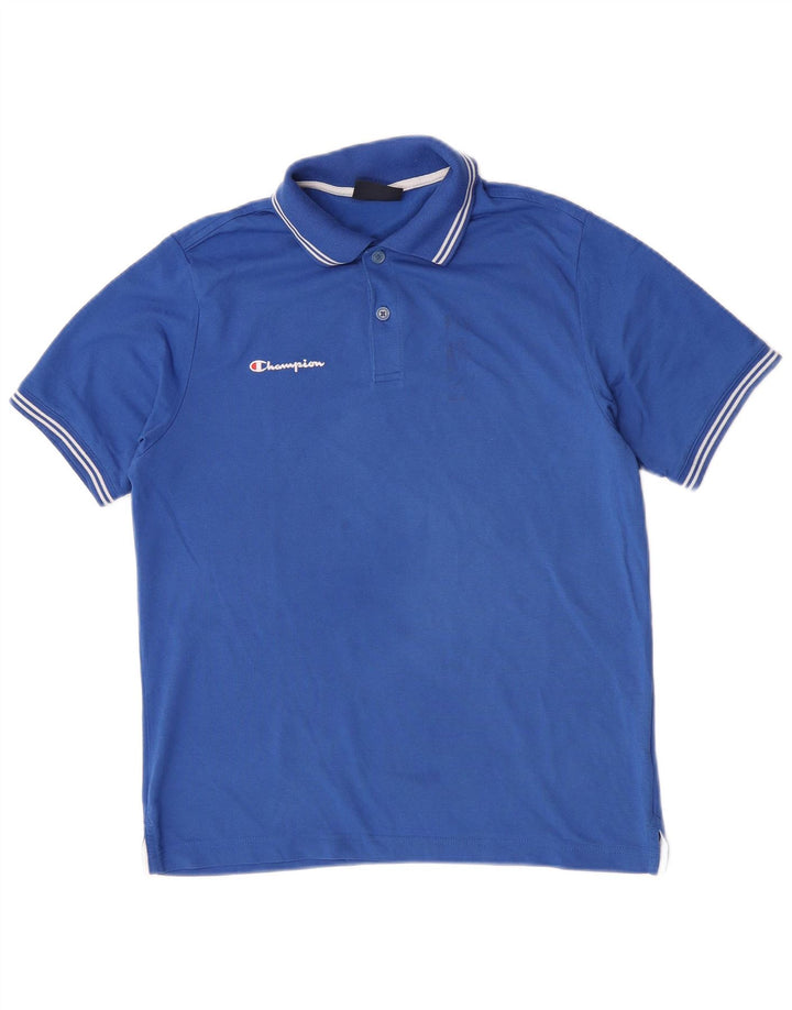 Polo grafica da uomo Champion piccola in cotone blu