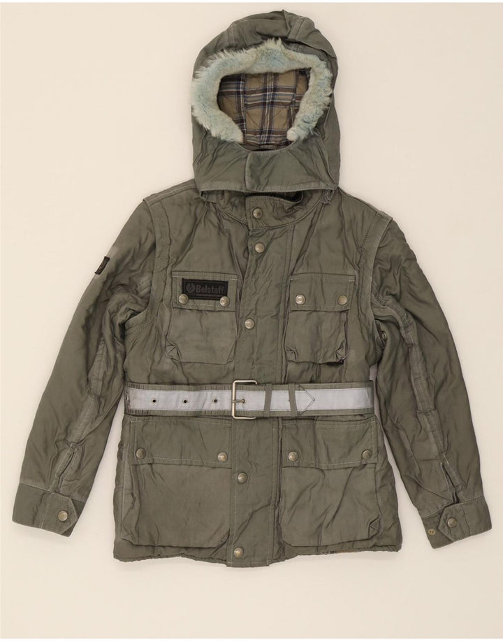 BELSTAFF Boys Hooded Utility Jacket 7-8 Years Green Vintage Belstaff and Second-Hand Belstaff from Messina Hembry 